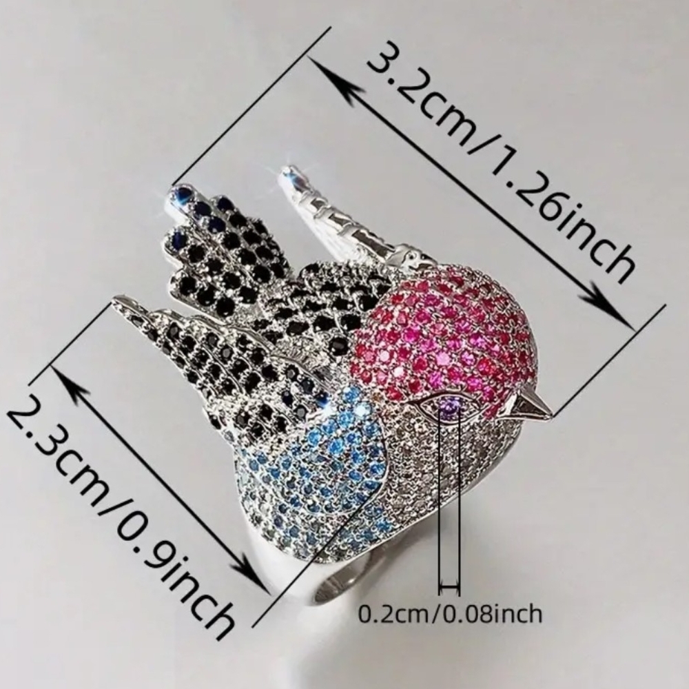 Elegant Multicolor Bird Ring - Picture 3 of 3